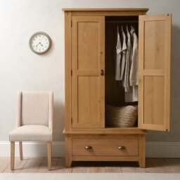 Oakland Rustic Oak Double Wardrobe - The Cotswold Company