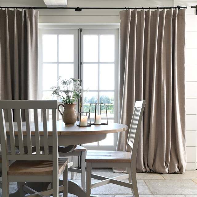 Curtain Pair - 228x182cm - Heathfield Herringbone Weave Natural - The Cotswold Company - image 1