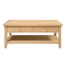 Inglesham Whitewash Oak Coffee Table With Drawers - The Cotswold Company - thumbnail 3