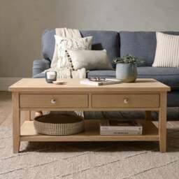 Inglesham Whitewash Oak Coffee Table With Drawers - The Cotswold Company - thumbnail 1