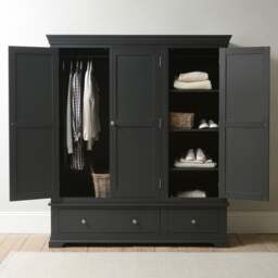 Chantilly Dusky Black Triple Wardrobe - The Cotswold Company