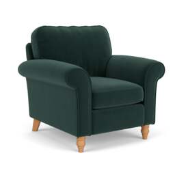 Armchair - Lake - Matt Velvet - Hurley - The Cotswold Company