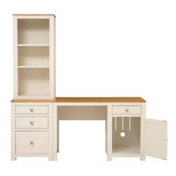 Chalford Warm White Desk with Bookcase and Filing Cabinet - The Cotswold Company - thumbnail 3