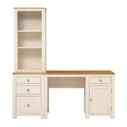 Chalford Warm White Desk with Bookcase and Filing Cabinet - The Cotswold Company - thumbnail 2