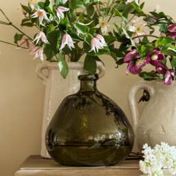 Vase Simplicity Blown Glass 23cm Olive Green - The Cotswold Company