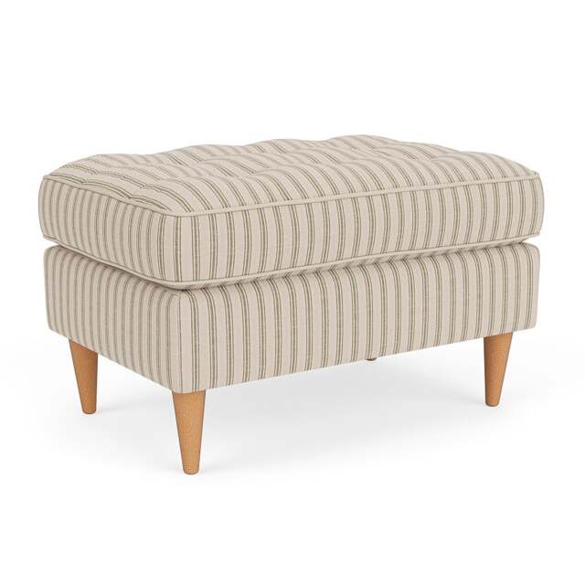 Foot Stool - Sage - Kingham Stripe - Saxon Small - The Cotswold Company - image 1