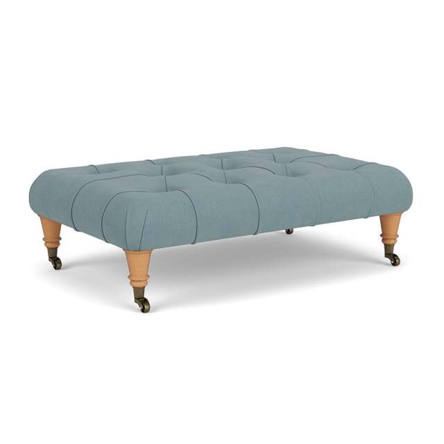 Foot Stool - Sky blue - House linen mix - Amelia Small - The Cotswold Company - image 1