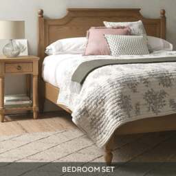 Elkstone Mellow Oak Elkstone Mellow Oak 6ft Super King Bed and 2 Bedside Tables Set - The Cotswold Company - thumbnail 1