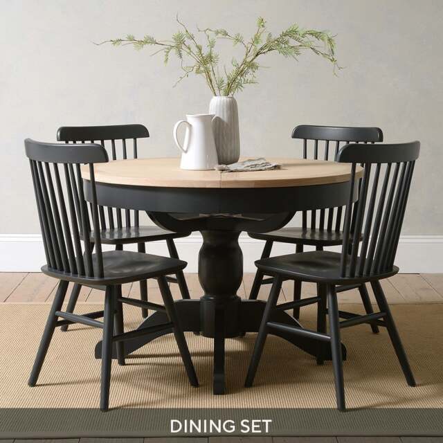 Round Extending Dining Table and 4 Spindleback Chairs - Chester Charcoal - The Cotswold Company - image 1