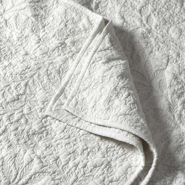 Floral Trail Embroidered Bed Throw White - Home Accessories - The Cotswold Company - image 1