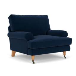 Armchair - Deep blue - Matt Velvet - Stewart - The Cotswold Company