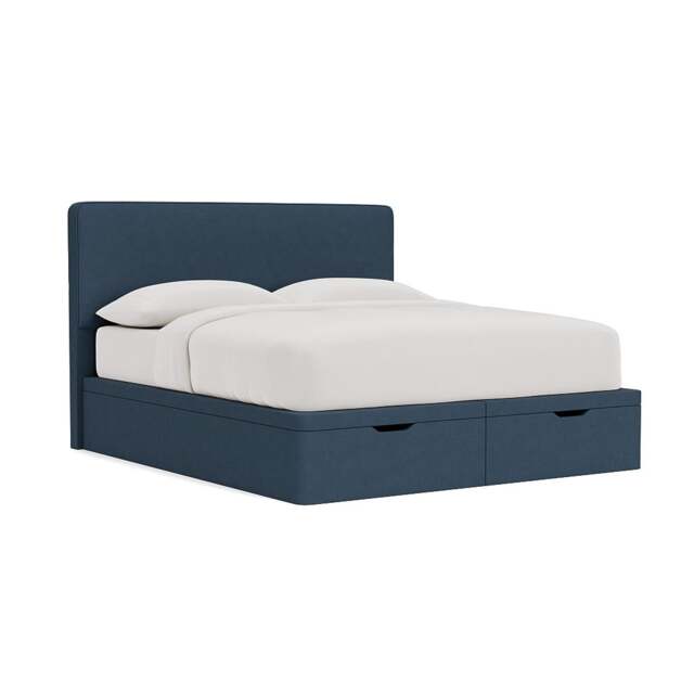 Super King Ottoman Storage Bed - Indigo - House Linen Mix - Ellis - The Cotswold Company - image 1