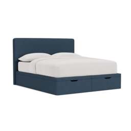 Super King Ottoman Storage Bed - Indigo - House Linen Mix - Ellis - The Cotswold Company