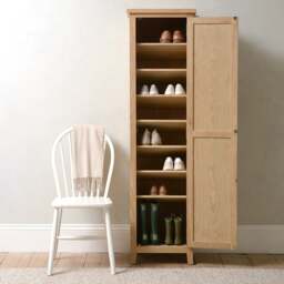 Tall Shoe Cupboard - Inglesham Whitewash Oak - The Cotswold Company