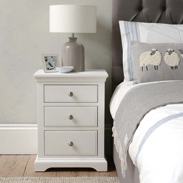 Fairford Soft White 3 Drawer Bedside Table - The Cotswold Company - image 1
