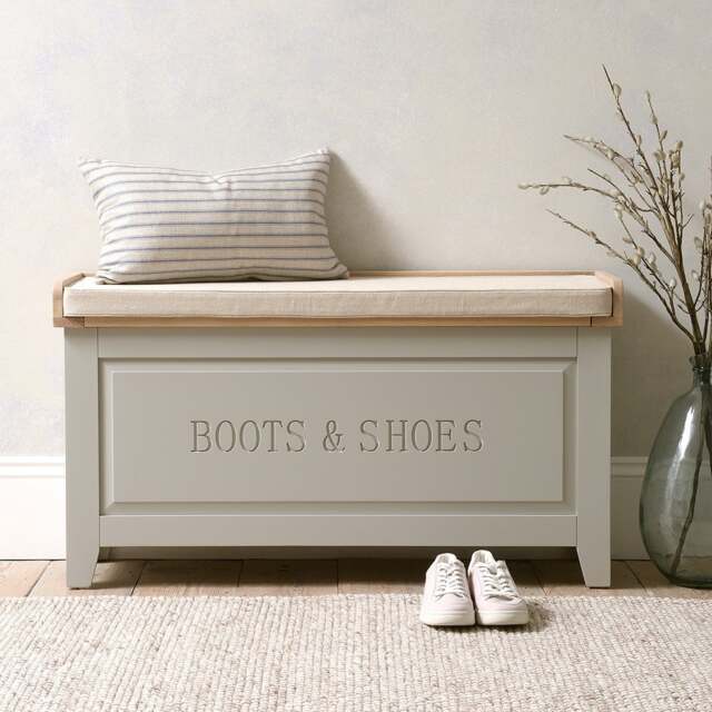 Large Shoe Storage Trunk and Bench - Chester Dove Grey - The Cotswold Company - image 1