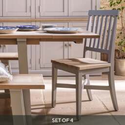 Wooden Seat Dining Chair - Set of 4 - Chester Dove Grey - The Cotswold Company
