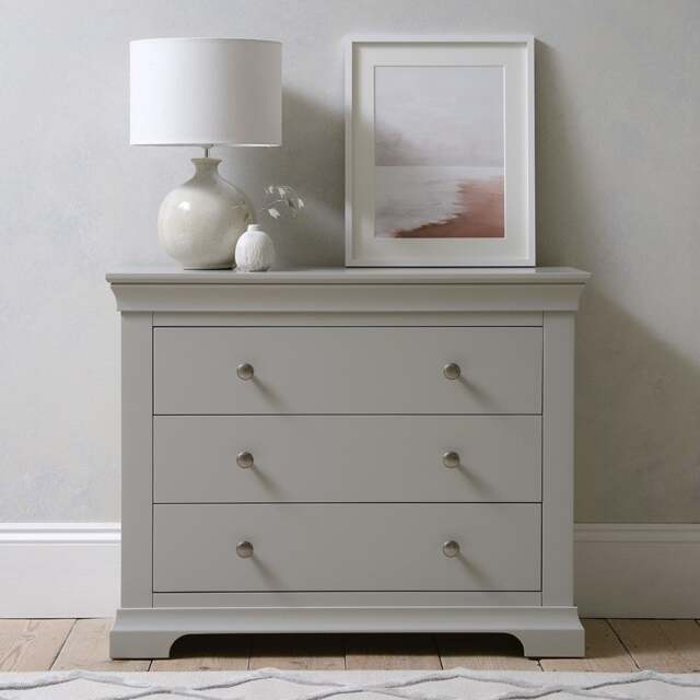 Chantilly Pebble Grey 3 Drawer Petite Chest - The Cotswold Company - image 1