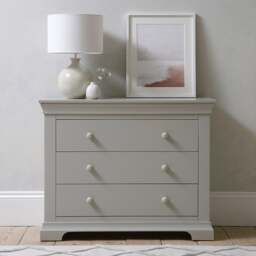 Chantilly Pebble Grey 3 Drawer Petite Chest - The Cotswold Company - thumbnail 2