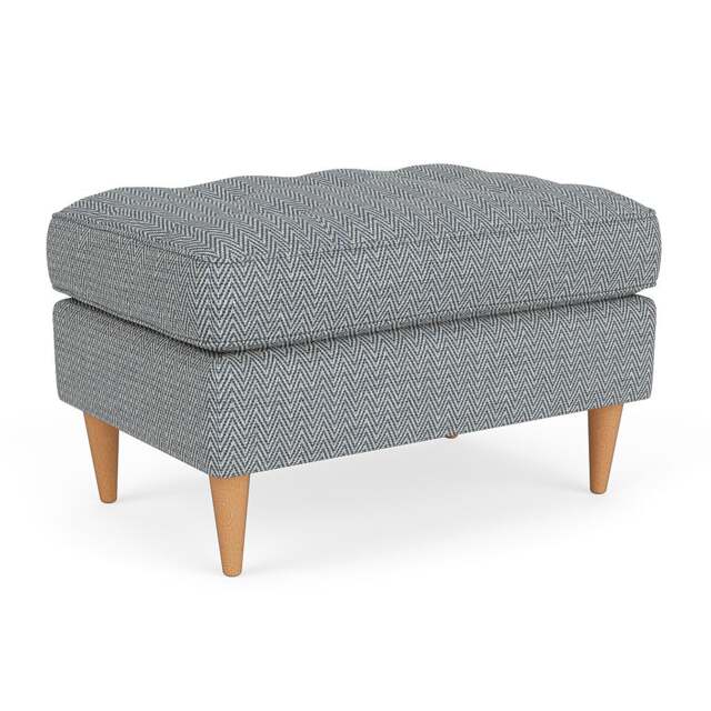 Foot Stool - Navy - Herringbone Weave - Saxon Small - The Cotswold Company - image 1