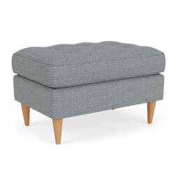 Foot Stool - Navy - Herringbone Weave - Saxon Small - The Cotswold Company - thumbnail 1