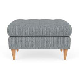Foot Stool - Navy - Herringbone Weave - Saxon Small - The Cotswold Company - thumbnail 2