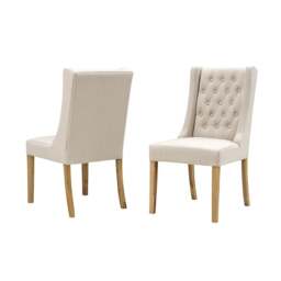 Foxglove Winged Buttoned Chair - Stone - Set of 4 - The Cotswold Company - thumbnail 3