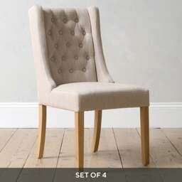 Foxglove Winged Buttoned Chair - Stone - Set of 4 - The Cotswold Company - thumbnail 1