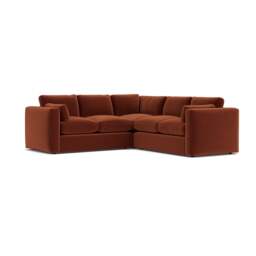 Corner Sofa - Brick - Matt Velvet - Clarke Compact - The Cotswold Company