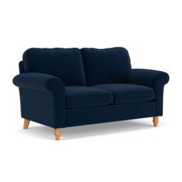 Large 2 Seater Sofa - Deep Blue - Matt Velvet - Hurley - The Cotswold Company