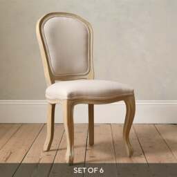 Camille Limewash Oak Camille Limewash Upholstered Dining Chair - Set of 6 - The Cotswold Company - thumbnail 1
