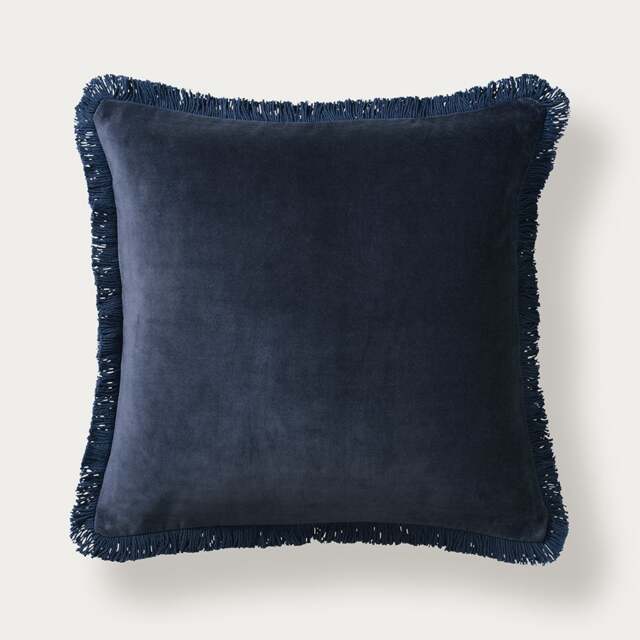 Cotton Velvet Fringed Cushion - Nights Sky - Home Accessories - The Cotswold Company - image 1