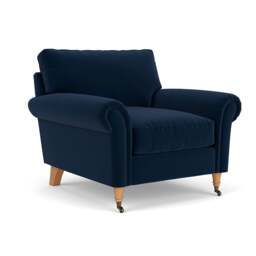 Armchair - Deep blue - Matt Velvet - Osbourne - The Cotswold Company - thumbnail 1