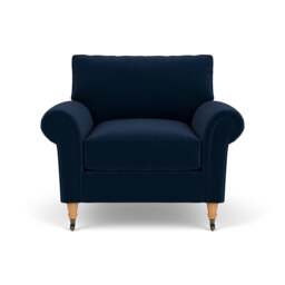 Armchair - Deep blue - Matt Velvet - Osbourne - The Cotswold Company - thumbnail 2