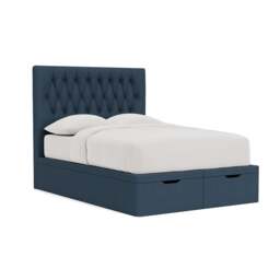 Double Ottoman Storage Bed - Indigo - House Linen Mix - Calvert - The Cotswold Company