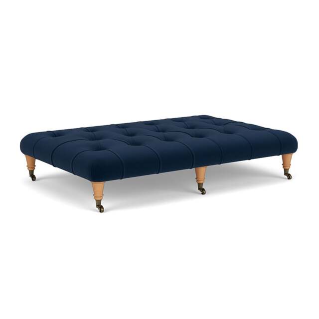 Foot Stool - Deep blue - Matt Velvet - Amelia Large - The Cotswold Company - image 1