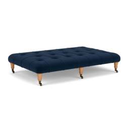 Foot Stool - Deep blue - Matt Velvet - Amelia Large - The Cotswold Company