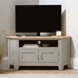 Corner TV Stand up to 55 - Chester Dove Grey - The Cotswold Company