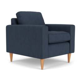 Armchair - Indigo - Luxury Italian Linen - Saxon - The Cotswold Company - thumbnail 1