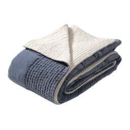 Luxury Cotton Velvet Nocturne Blue Cushion and Bedspread Bundle - Home Accessories - The Cotswold Company - thumbnail 2