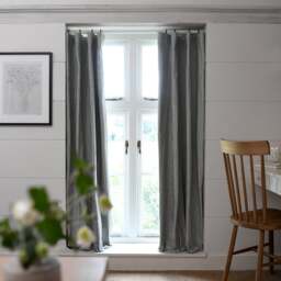 Curtain Pair 117x137cm - Lansdown Ticking Stripe Ink - The Cotswold Company - thumbnail 1
