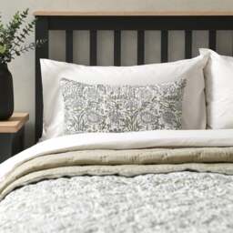 Velvet Trimmed Floral Cushion Green - Home Accessories - The Cotswold Company