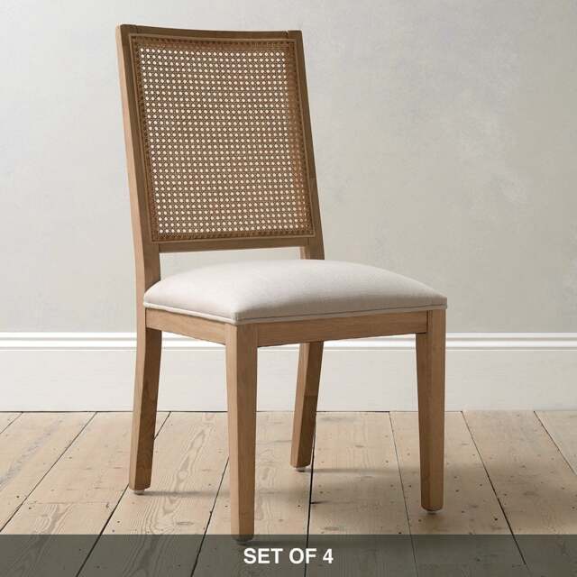 Elkstone Mellow Oak Set of 4 Rattan Back Chairs - The Cotswold Company - image 1
