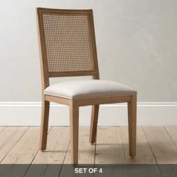 Elkstone Mellow Oak Set of 4 Rattan Back Chairs - The Cotswold Company