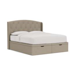 Super King Ottoman Storage Bed - Dove Grey - House Linen Mix - Gilmore - The Cotswold Company