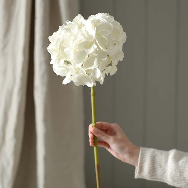 White Short Hydrangea - Faux Flower Stem - The Cotswold Company - image 1