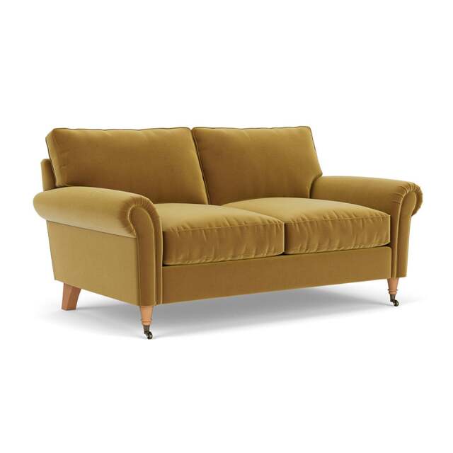 Large 2 Seater Sofa - Mustard - Matt Velvet - Osbourne - The Cotswold Company - image 1