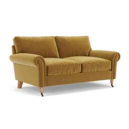 Large 2 Seater Sofa - Mustard - Matt Velvet - Osbourne - The Cotswold Company - thumbnail 1