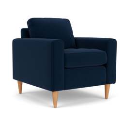 Armchair - Deep blue - Matt Velvet - Saxon - The Cotswold Company