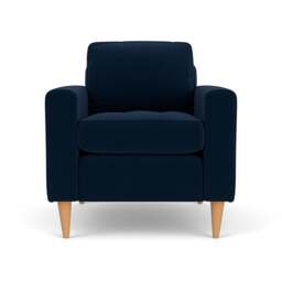 Armchair - Deep blue - Matt Velvet - Saxon - The Cotswold Company - thumbnail 2